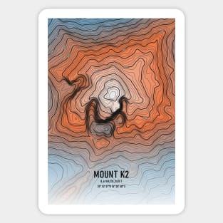 Mount K2 Topographic Map Sticker